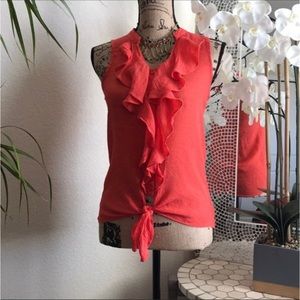 By&By topBright Orange beautiful Top with button down and ties at bottom.